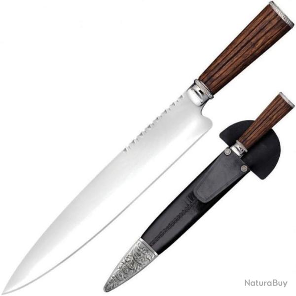 Couteau de Gauchos Cold Steel Facon Lame Acier Carbone 1090 Manche Bois Etui Cuir CS88CLR1