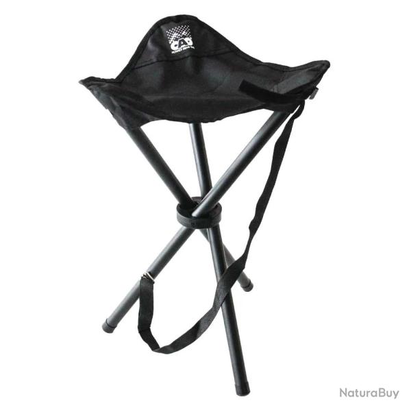 Tabouret pliant camping hauteur 45cm en toile noire, polyester