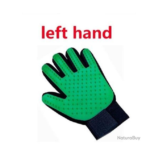 Gant Peigne Silicone Toilettage Chien Chat, Couleur: Vert Gauche