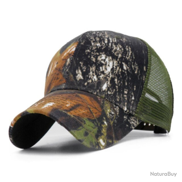 Casquette r�glable, camouflage feuille, arri�re filet.