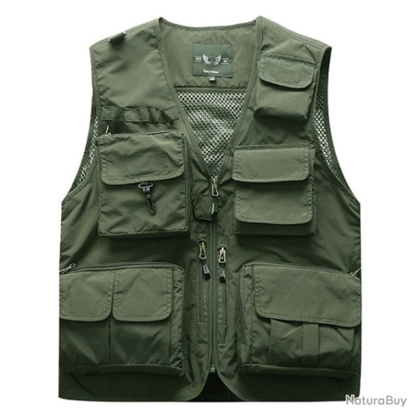 Gilet multi-poches mixte, kaki, tailles de S  6XL.