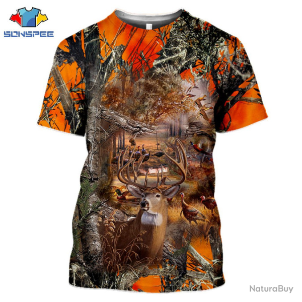 Tee-shirt mixte cerf orange, taille de S  5XL.