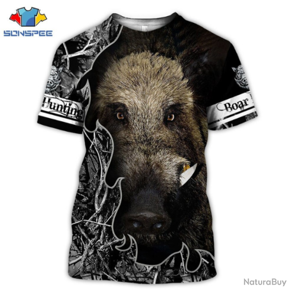 Tee-shirt mixte  sanglier 2 , taille de S  5XL