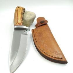 Poignard Chasseur de Pakkawood Manche en Pakkawood avec Etui en Cuir