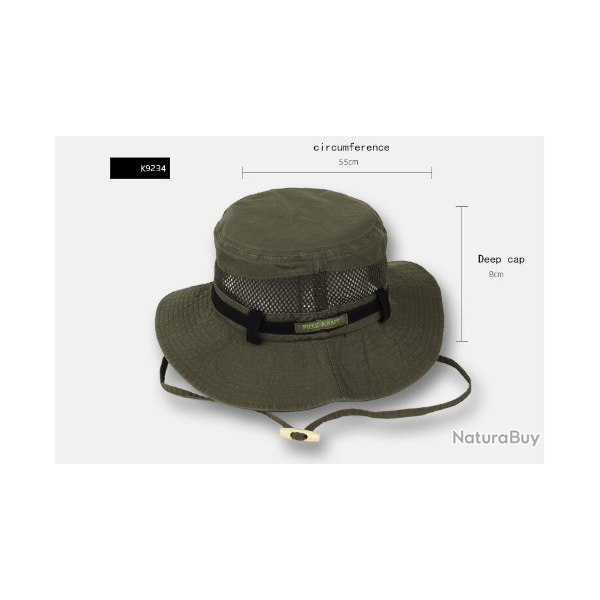 Chapeau style brousse, femme, kaki, r�glable.