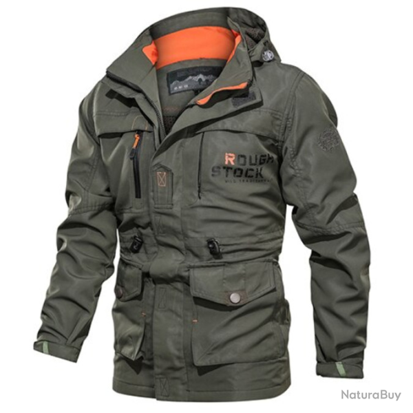 Veste homme style parka, coupe-vent, kaki, taille M � 3XL