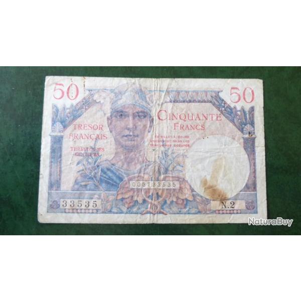 BILLET 50F TRESOR FRANCAIS FAY 31/2