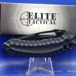 Couteau Elite Tactical Pyrodex Lame Acier D2 Manche G10 Rapid Lock Clip ETFDR008BK