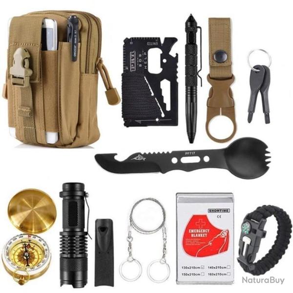 Trousse de Survie 12 en 1 KAKI - LIVRAISON GRATUITE !!