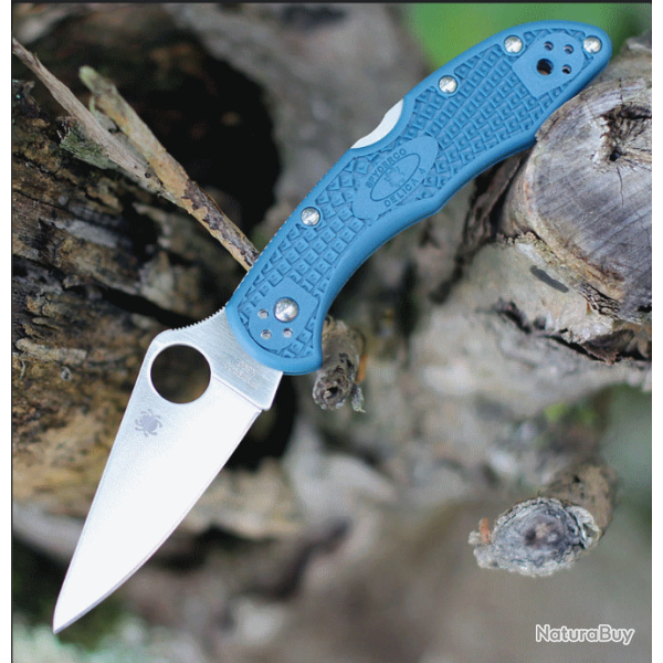 Couteau Spyderco Delica 4 K390 Manche FRN Blue Lame Acier K390 Lockback Clip Made Japan SC11FPK390