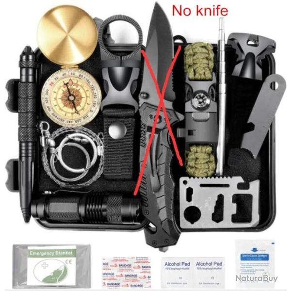Trousse de Survie 15 en 1 KAKI SANS Couteau - LIVRAISON GRATUITE !!