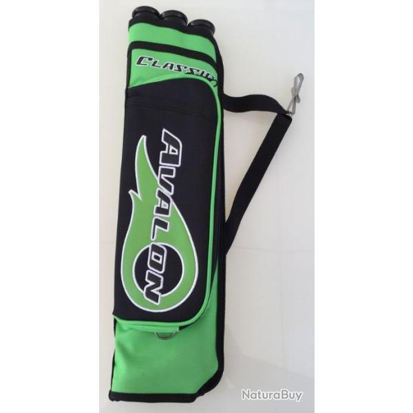 Carquois Gaucher Vert Avec Crochet Avalon Classic 3 Tubes