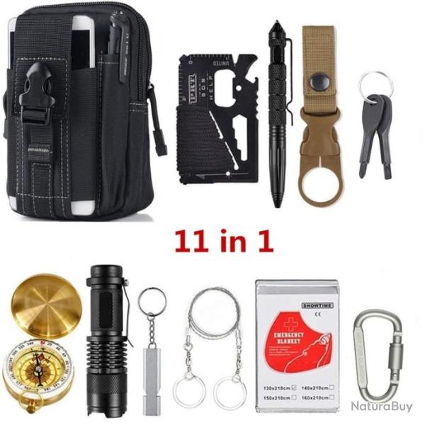 Kit de Survie 11 EN 1 NOIR - LIVRAISON GRATUITE !!