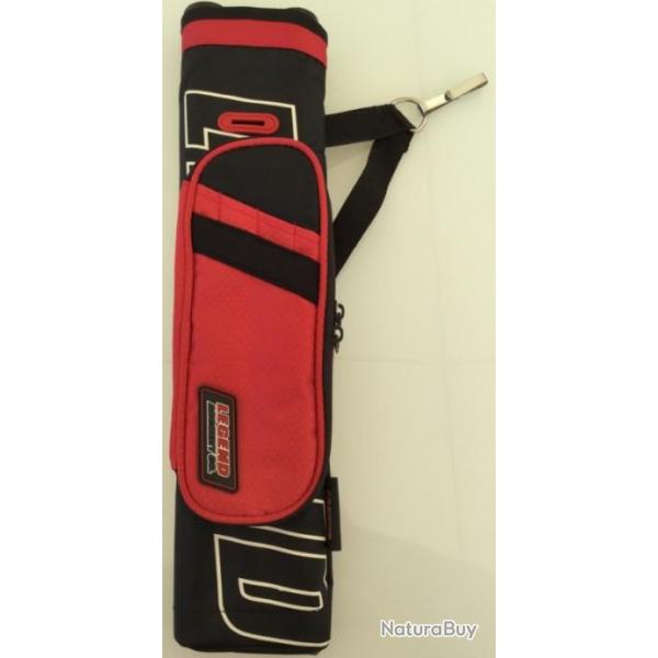 Carquois Gaucher Noir-Rouge Legend Active Line avec crochet, 3 tubes, 1 poche