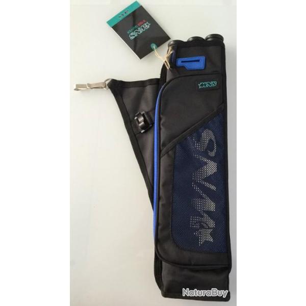 Carquois Droitier Noir-Bleu WNS Winners S-100 avec Crochet, 3 Tubes