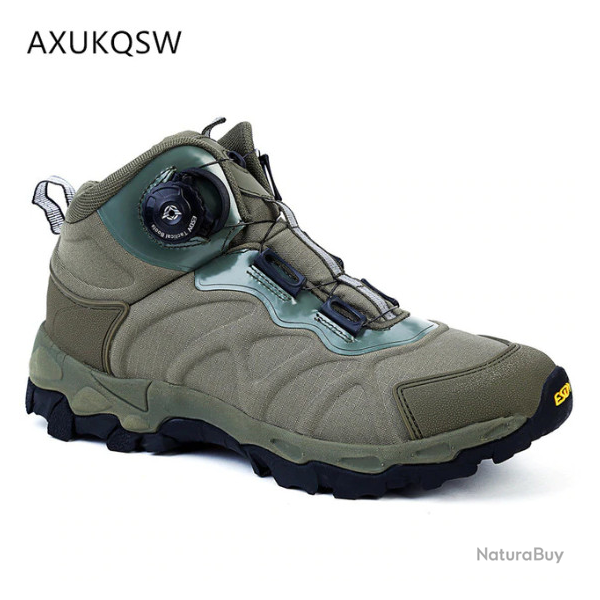 Chaussures montantes, fermeture style boa, gris vert, taille de 39 � 45.