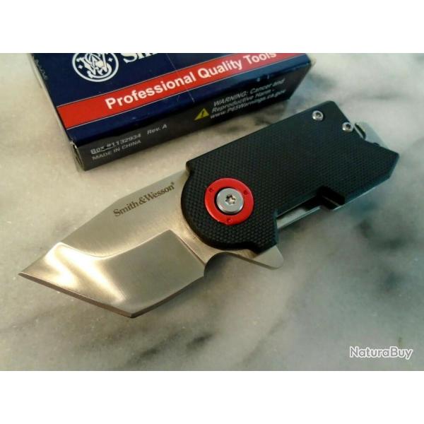 Couteau Pince Billets Smith&Wesson Benji Lame Tanto Acier 8Cr13MoV Manche G10 SW1122566