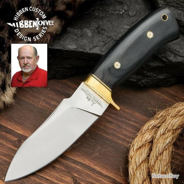 Couteau Hibben Chugach Alaskan Hunter Lame Acier 5Cr15MoV Manche Bois Etui Cuir GH5084