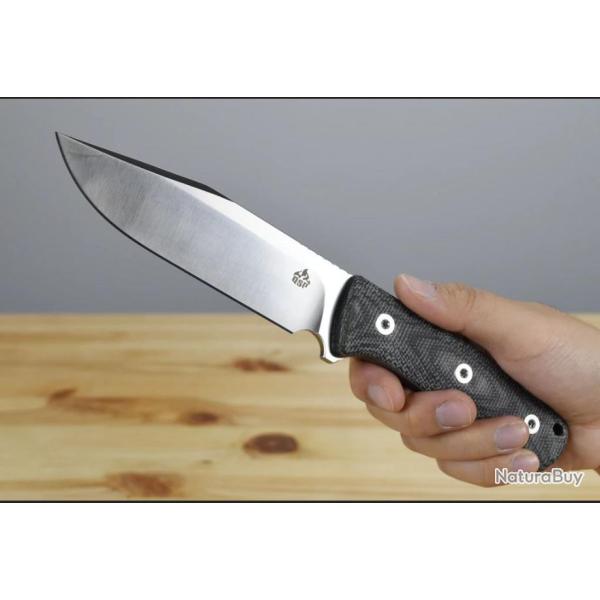 Couteau de Survie QSP Knife Bison Lame Acier D2 Manche Micarta Etui Kydex QS134A