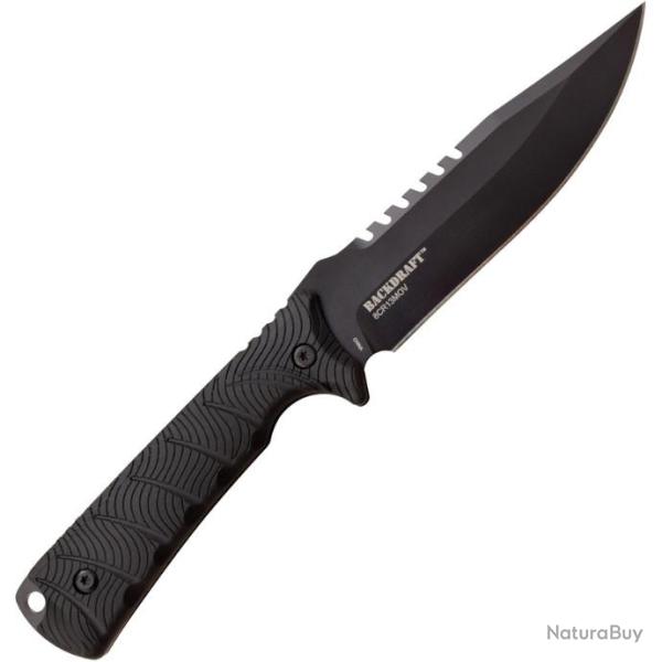 Couteau Elite Tactical Backdraft Bowie Lame Acier 8Cr13MoV Manche Abs Etui Nylon ETFIX005BK
