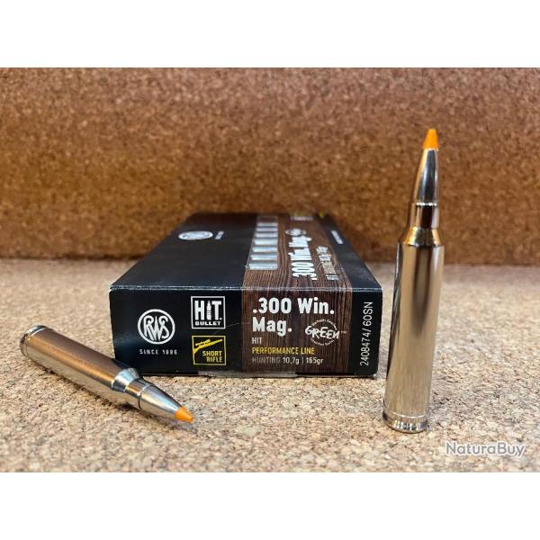 1 BOITE DE MUNITION GRANDE CHASSE RWS 300 WIN MAG HIT 10.7gr SHORT RIFLE