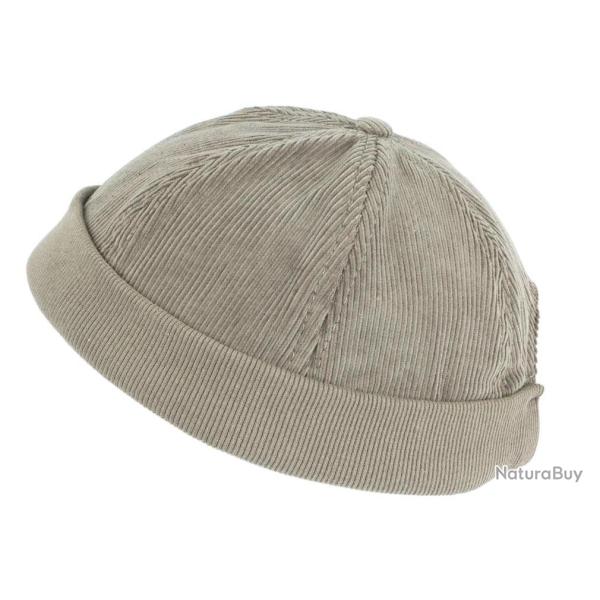 Bonnet Docker Velours Gris Clair en Coton Chapelier Hodack Taille unique Gris
