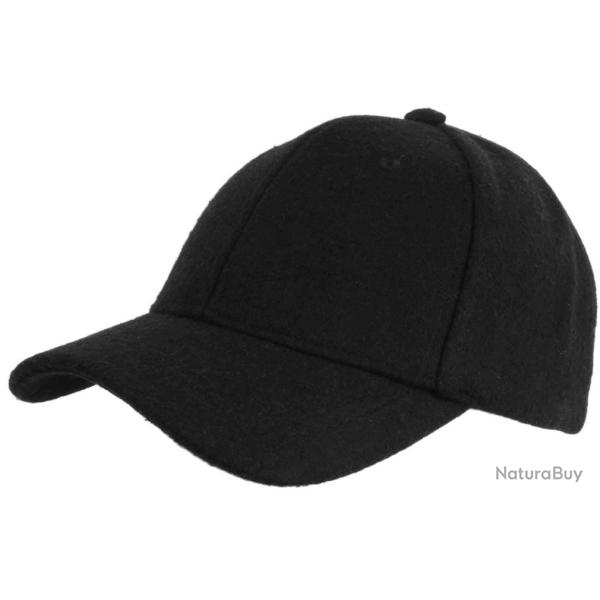 Casquette Baseball Laine Noire en Feutre Chaude et Tendance Neva Taille unique Noir