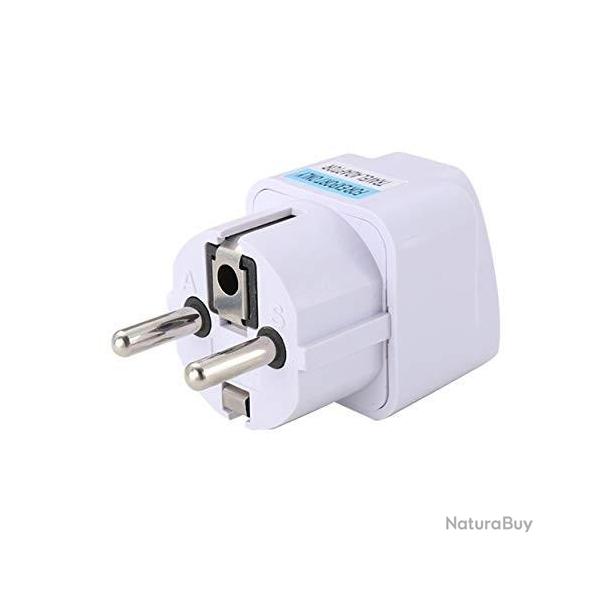 Adaptateur Alimentation Prise Universelle Terre Tout pays vers prise EU ABS et cuivre massif 250V 10