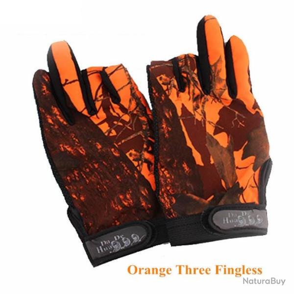 Gants de Chasse 3 doigts ORANGE - LIVRAISON GRATUITE !!
