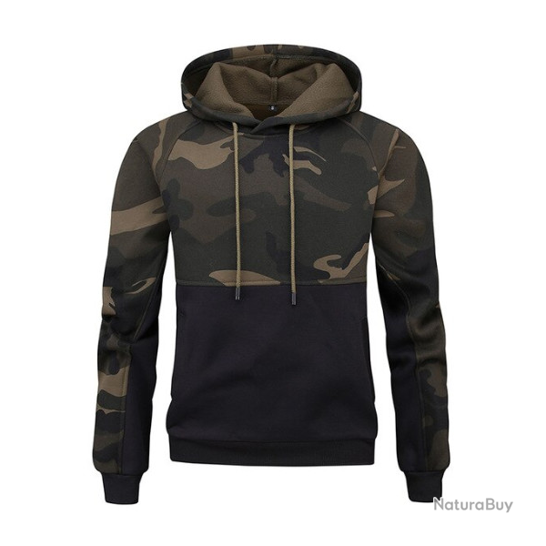 Sweat � capuche, bicolore camo/noir, taille de S � XXL.