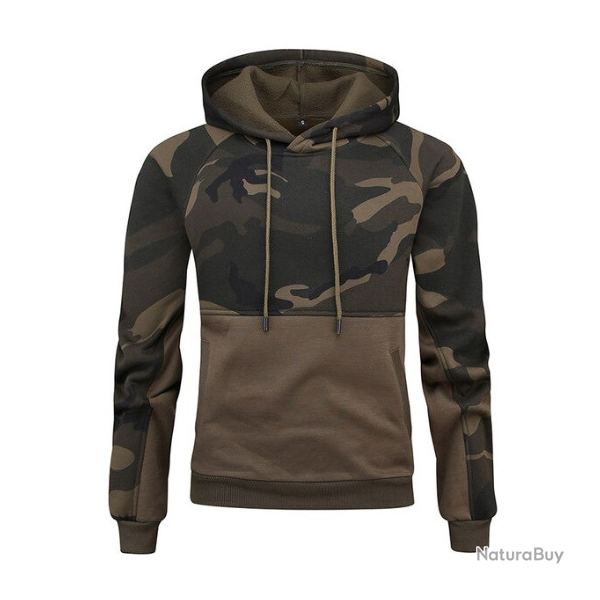 Sweat � capuche, bicolore camo/kaki, taille de S � XXL.