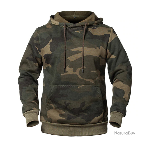 Sweat � capuche, camouflage kaki, taille de S � XXL.