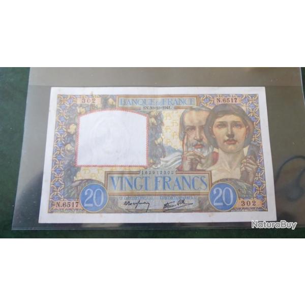 BILLET 20F SCIENCE 30/10/1941 FAY 12/19