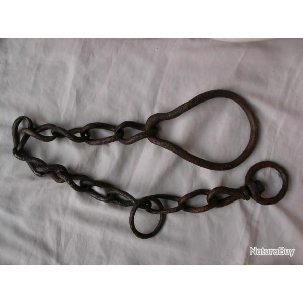 WW1 FRANCE CHAINE DE TIRAGE/ D'ATTACHE  3 ANNEAUX 93 CM RELIQUE ZONE DE COMBATS TERRAIN WW1