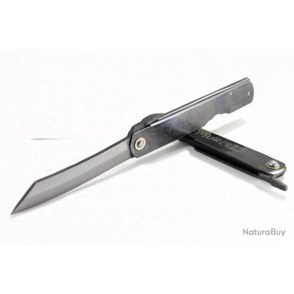 Couteau Higonokami Triple Layered SK Folder Black Lame SK5 Manche Acier Japan HIGO06BL