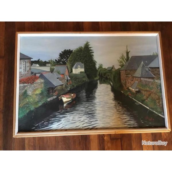 TABLEAU HUILE PAYSAGE DE PONTRIEUX