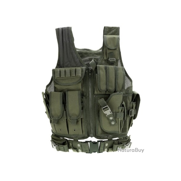 GILET TACTIQUE MILITAIRE - AIR SOFT (Mod�le vert arm�e) (4)