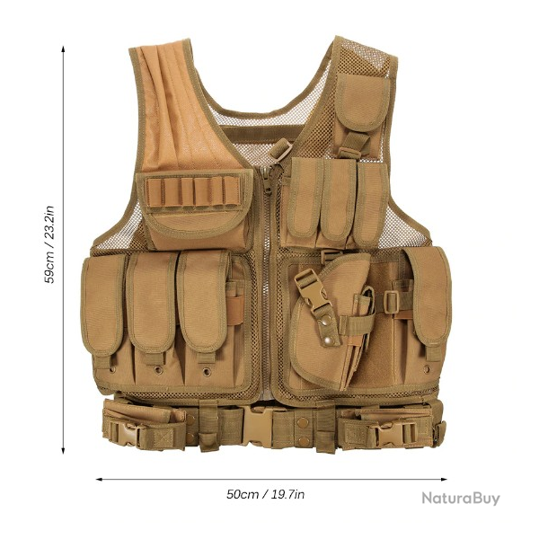 GILET TACTIQUE MILITAIRE - AIR SOFT (Mod�le D�sert)