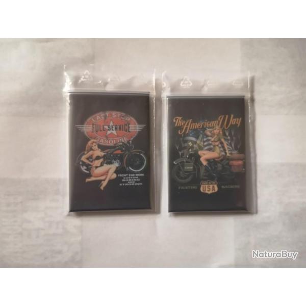 2 magnets frigo vintage souvenir rockabilly pin up