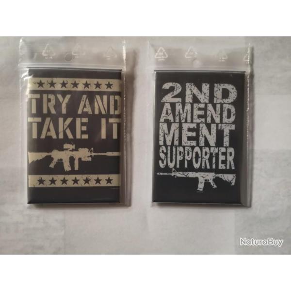2 magnets frigo vintage souvenir 2ND AMENDMENT