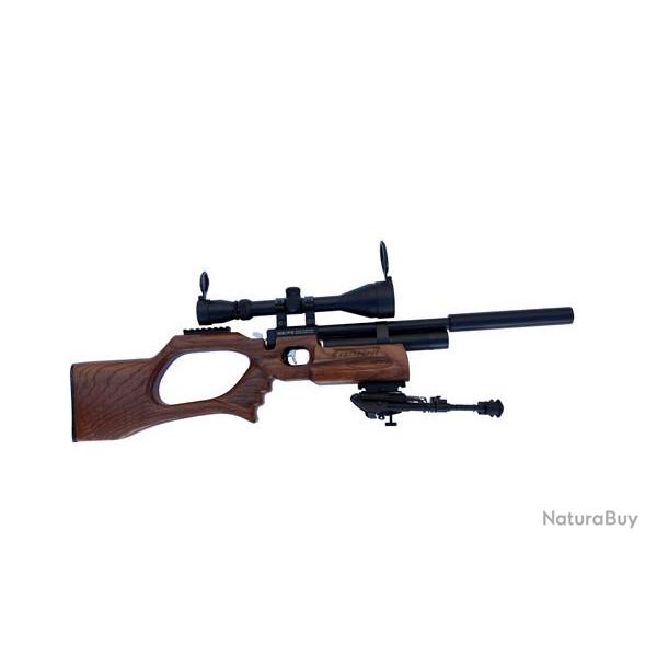 Mitraillette Tizonni PP700 123 Walnut PCP + Lunette + Bipied Cal.4,5 mm 14 Joules