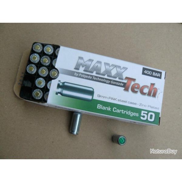 Bte 50  D�fense pistolet 9 mm a blanc.