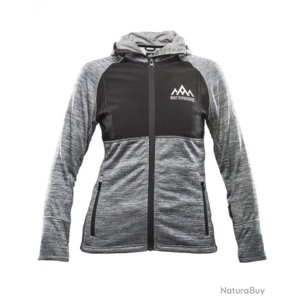 Sweat � capuche chauffant Femme. Heat Exp�rience Gris fonc�