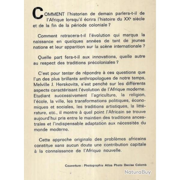 L'Afrique et les africains. Entre hier et demain de m.j.herskovits professeur � la northwestern univ