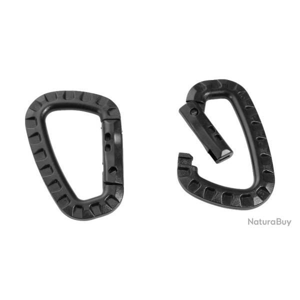 mousquetons plastique lot de 2 - noir