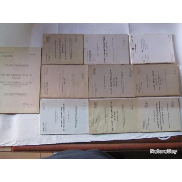 LOT DE 10 GUIDES TECHNIQUES : CAISSE N�8 N�2 / EX FSA 49 7.5 / TUBE REDUCTEUR MDL 54 ETC