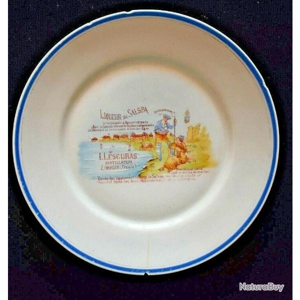 Assiette publicitaire "Liqueur de Salspa - Limoges" RARE