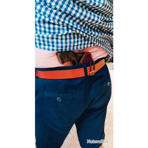 VALENTIN GANCH HOLSTER EN CUIR AVEC CLIP POUR UN PETIT REVOLVER A PORTER A L'INTERIEUR