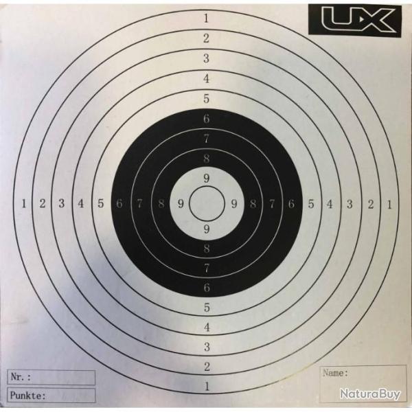 100 Cibles Carton Umarex 14x14cm Num�rot�es Blanches et Noires