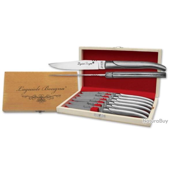 Service 12 pi�ces - Coffret de 6 couteaux de table + coffret 6 fourchettes (Inox massif)